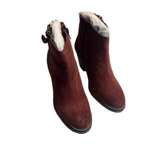 NEW Diba Sequoia Burgundy Suede Zipper Ankle Booties Size 6M